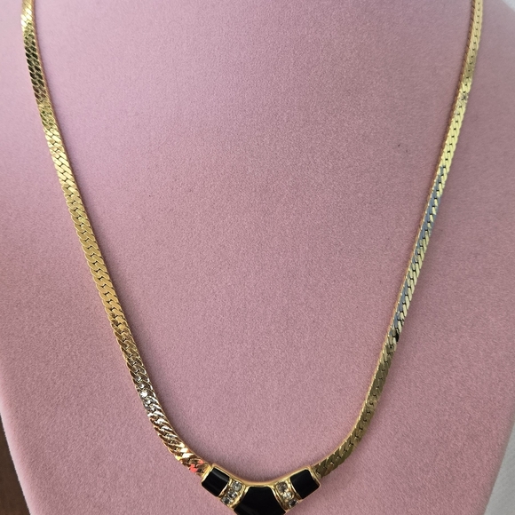 Trifani Black and Gold Necklace and Earring Set - Picture 2 of 4